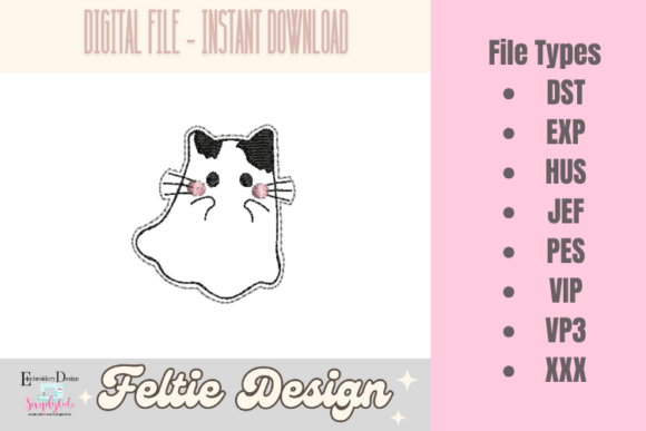 Download Cat Ghost ITH Feltie Design - Premium Resources