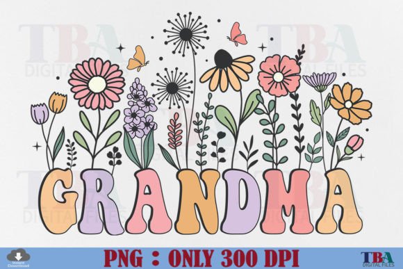 Download Grandma PNG, Retro Flower Mother's Day - Mother's day Collection