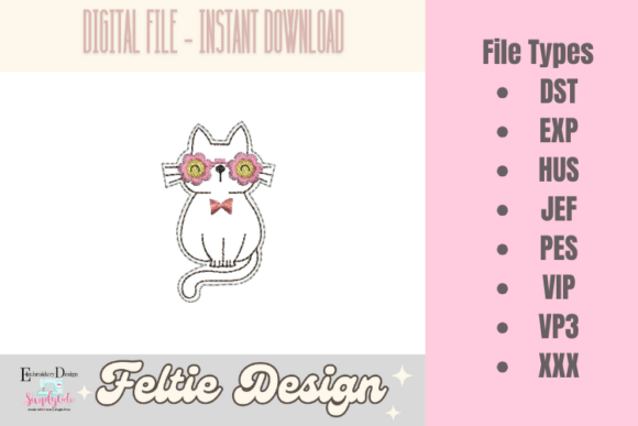 Download Groovy Retro Cat ITH Feltie Design - Premium Resources